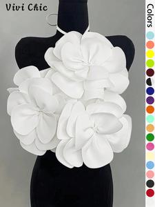 women's plain flower decor halter cami top, chic elegant fashion casual 3d floral decor sleeveless top for daily outdoor wear, ladies clothes for summer, cute tops, summer tops, clothes for women, womenswear,  women's tops