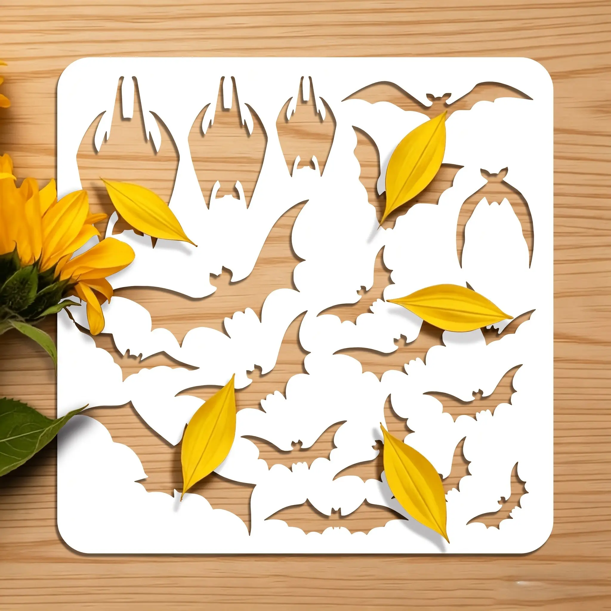 Halloween Bat Drawing Template, Reusable Plastic Cutout, Multiple Bat Designs, Craft, Wall Decor, Card Making, Home Decoration
