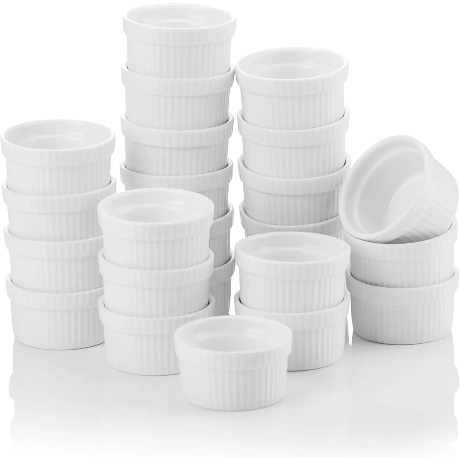 2 oz Mini Ramekins Set of 24 - Ceramic Creme Brulee Ramekins, White Custard Cups Small Dipping Bowls for Kitchen Serving Sauce Condiments, Dishwasher and Oven Safe
