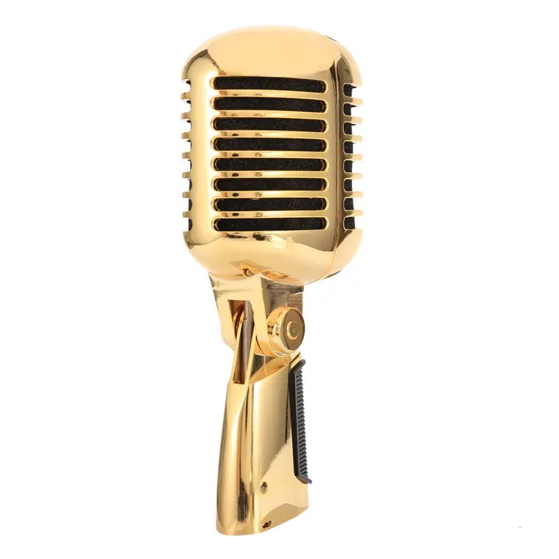 Classic Vintage Dynamic Vocal Microphone for Live Performances And Karaoke (Golden)