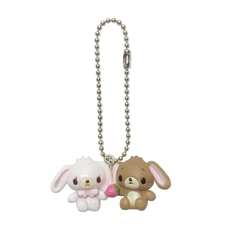 3D Sugarbunnies Anime Cute Mascot Mini Keyring, 3.5cm x 1.5cm PVC Clip Charm, Phone Strap Accessory, Animals-Themed Small Gift for Anime Fans