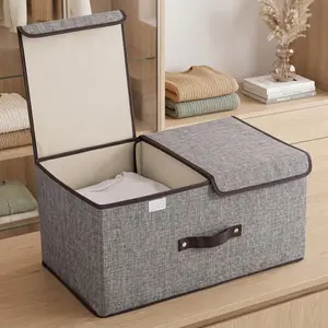 Clothes Organizer for Closet Storage Bins Wardrobe Storage Box with Dividers for Jeans Sweaters Leggings Fabric Foldable Storage Bin with Lid Handle Space Saving Home Organization Must Haves TikTok Made Me Buy It CleanTok Box
