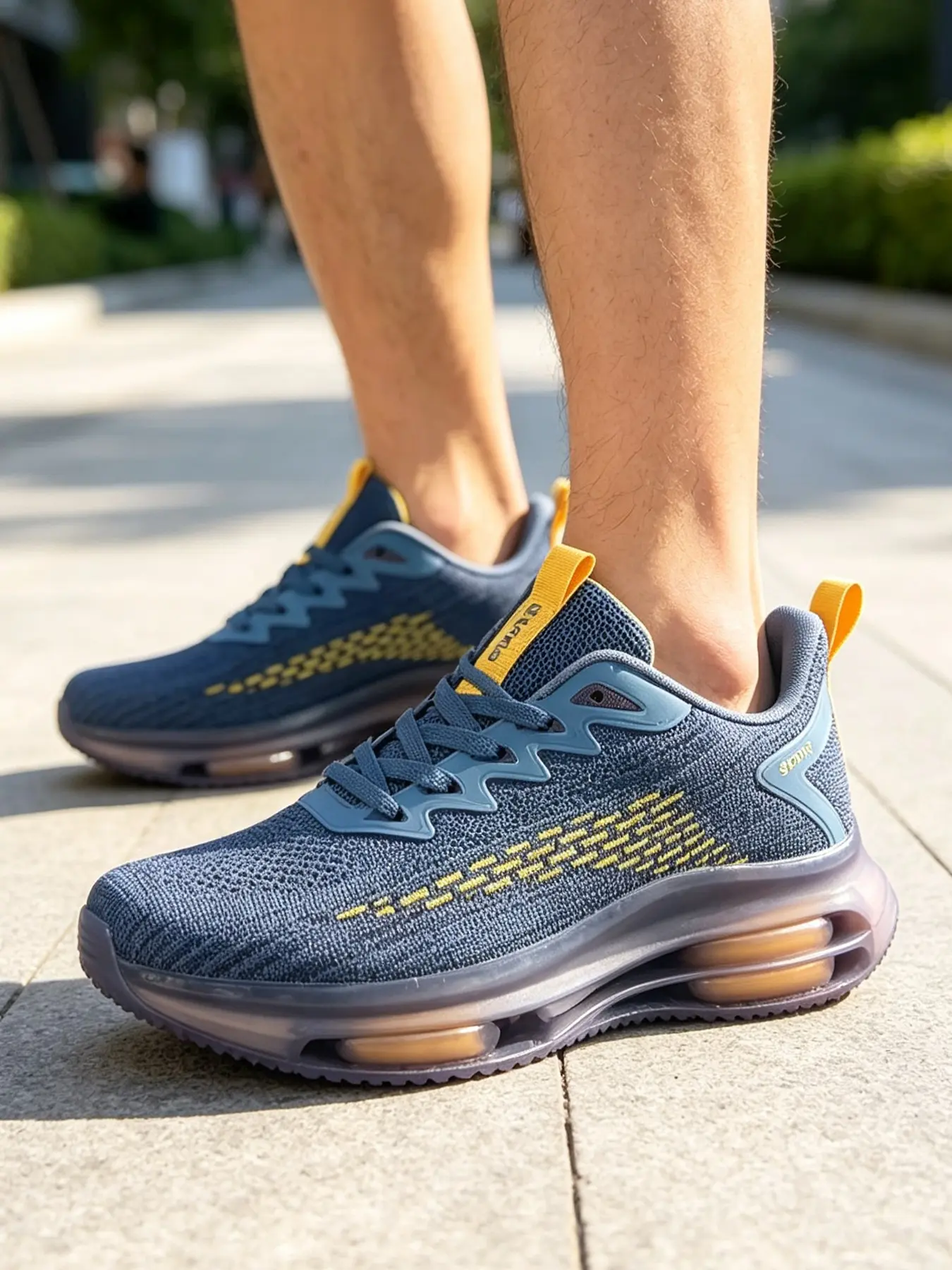 Men Thick Platform Cushion Sole Walking Shoes Breathable Lightweight Mesh Shock Absorbing Comfort Athletic Sneakers Sporty Casual Shoes