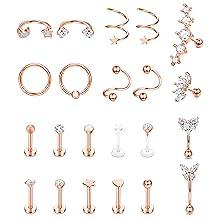 22PCS Ultimate Piercing Set | 16G Stainless Steel Cartilage Jewelry | Includes Labrets, Hoops, Spirals & Clickers | Waterproof & Hypoallergenic for Helix, Tragus, Conch & Lip 22PCS Ultimate Piercing Set | 16G Stainless Steel Cartilage Jewelry | Includes Labrets, Hoops, Spirals & Clickers | Waterproof & Hypoallergenic for Helix, Tragus, Conch & Lip