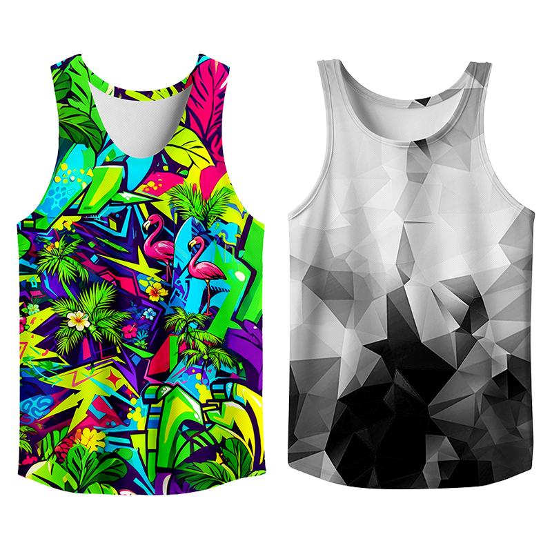 Vintage 2 Pack Oil Painting Tank Top, Trendy Menswear Funny Graphic Tees, Big and Tall Gym Workout Running Tee, Comfy Casual Sleeveless Vests