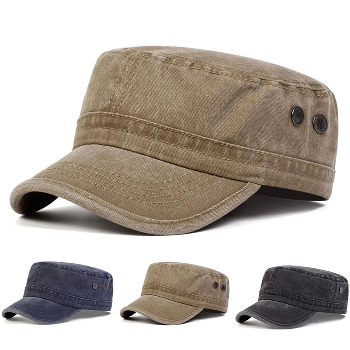 Unisex Vintage Wash Flat Cap Outdoor Adjustable Sunscreen Leisure Hat Spring Autumn Travel Tourism Beach Vacation