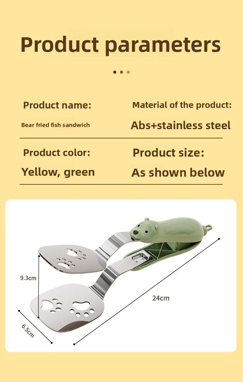Stainless Steel Bear Pancake Griddle Clip Multifunctional Kitchen Tool for Frying Eggs, Fish, and Steaks