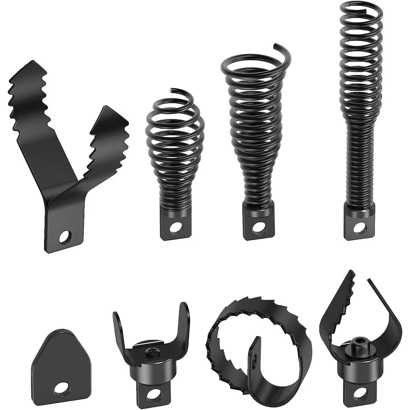Drain Snake Drill Attachments Combination Set - 8 Cleaner Heads, 50-100ft Electric Drain Cleaning Tool, Fits 5/16-in to 3/4-in Snakes & 1-4-in Pipes