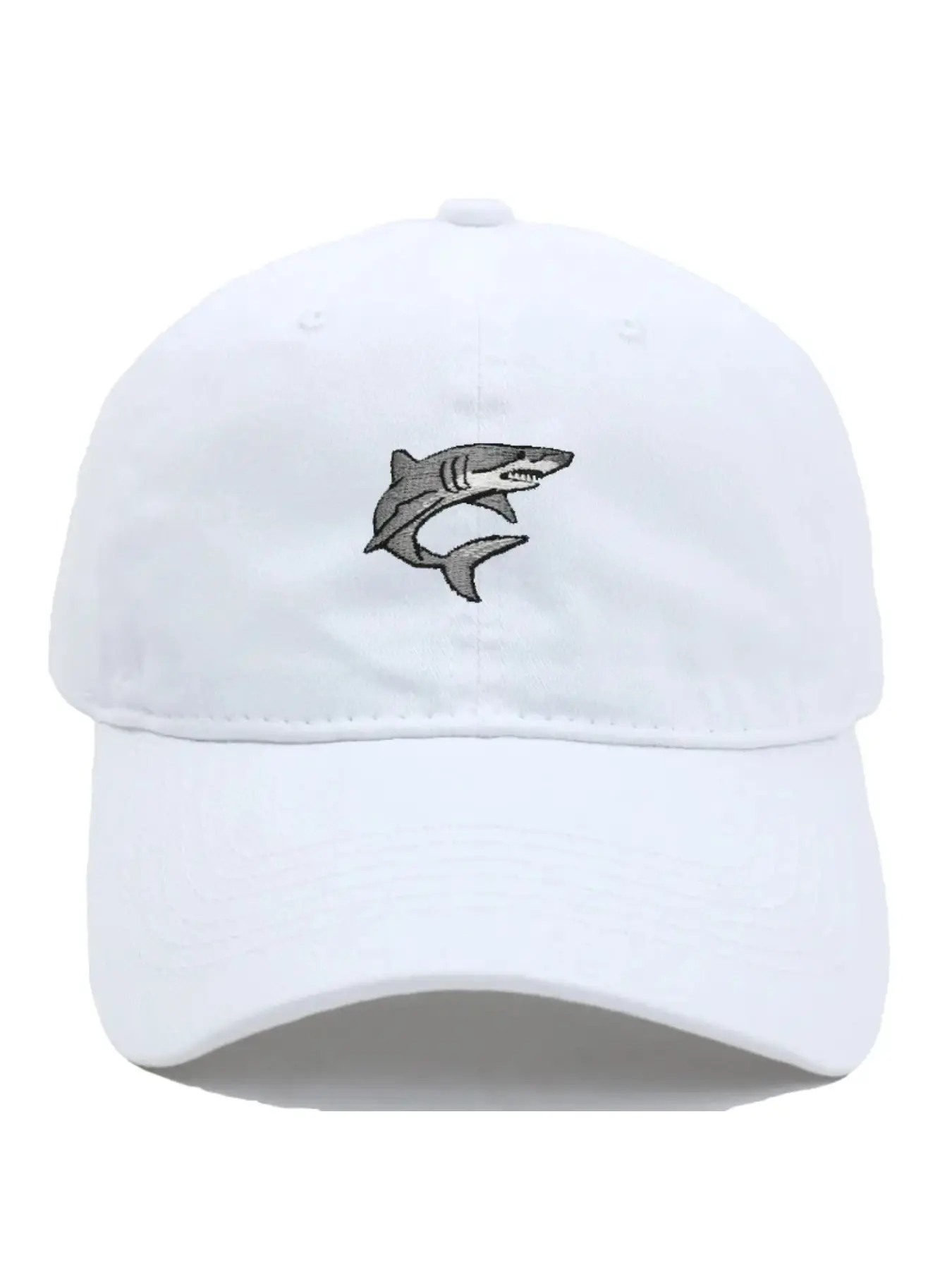Adjustable Shark Embroidery Design Baseball Cap Soft Cotton Washed Dad Sunbonnet Hat Unisex for Men Women Boys Girls Fish Hat