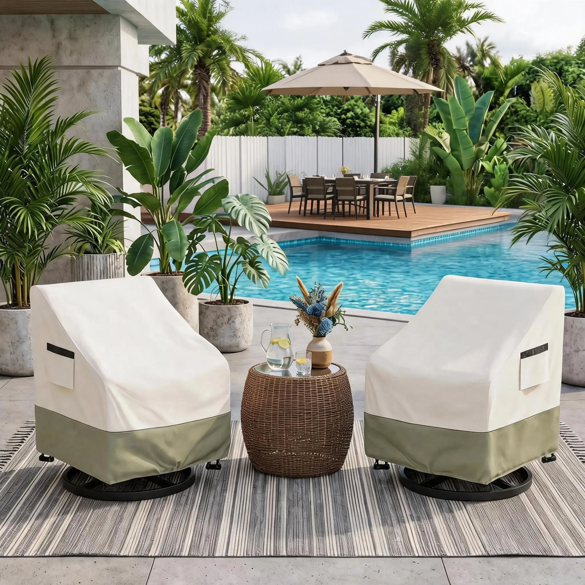 Patio Chair Covers 2 Pack Waterproof 600D Oxford Heavy Duty Outdoor Furniture Protector for Garden Backyard All Weather UV Resistant Set