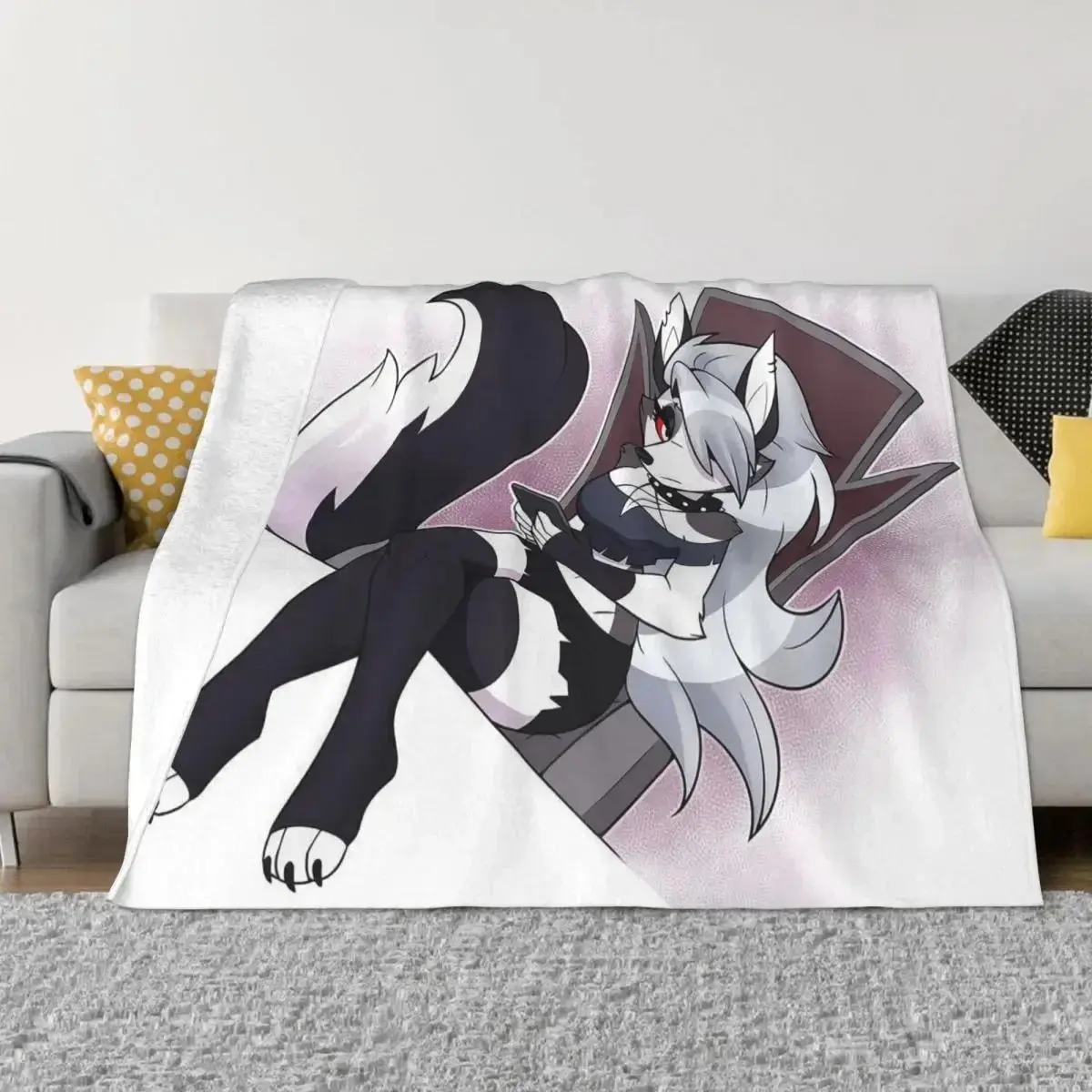 Helluva Boss Loona Anime Print Microfiber Poly Blanket - Wrinkle Resistant, Soft, Warm, Stain Resistant, All Seasons Bed Warmer Throw for Bed, Room Decor (30x40in, 50x60in, 60x80in)