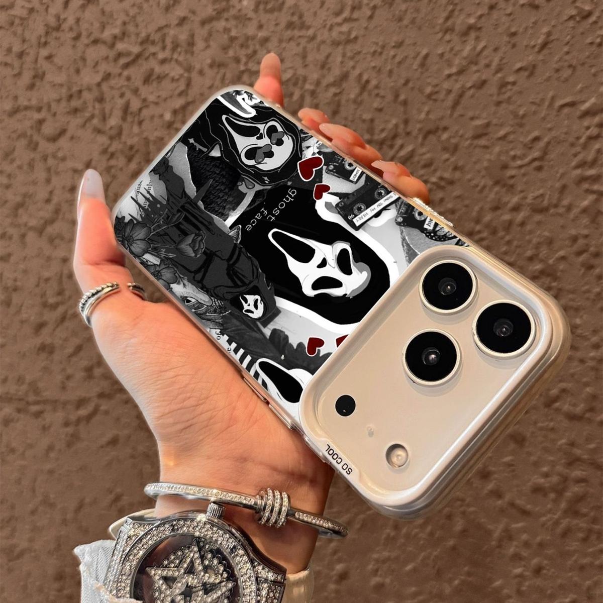 Terrifying Faceless Man ghost facePattern Case for iPhone 17 Pro Max 17 Air 16/15/14/13/12/11 Pro Max XR XS E Plus Retro High-end Shockproof Drop Screen Protection Cute Durable PC Smartphone Cover