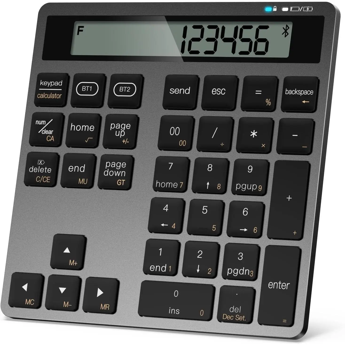 Rechargeable  Number Pad for Laptop, 34  Numeric Keypad with   & Display, 2-in-1 Numpad and Calculator, Slim Portable Number Pad Keyboard for Windows, , PC, Tablet