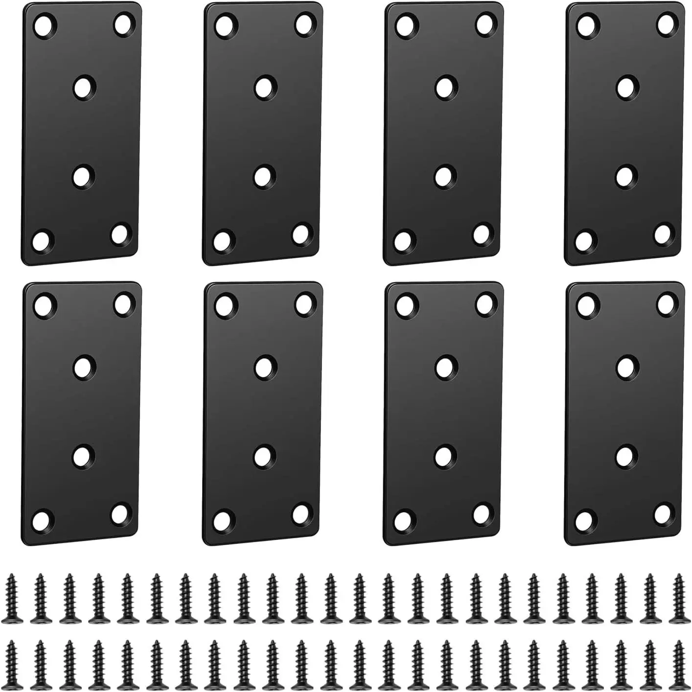Flat Brackets for  Flat Mending Plate Straight Brace Flat Bracket Flat Metal Brackets for  Fixing Joining Plate with Screws for Tables Cabinets Bookshelves 8 count 1.57’’ x 3.14''