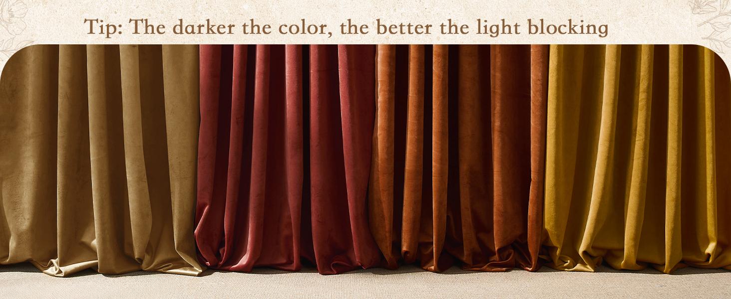 Gold Brown Velvet Curtains 96 inches for Living Room, Room Darkening Thermal Privacy Drapes for Door, Vintage Wall Backdrop for, W52 x L96, 2 Panels