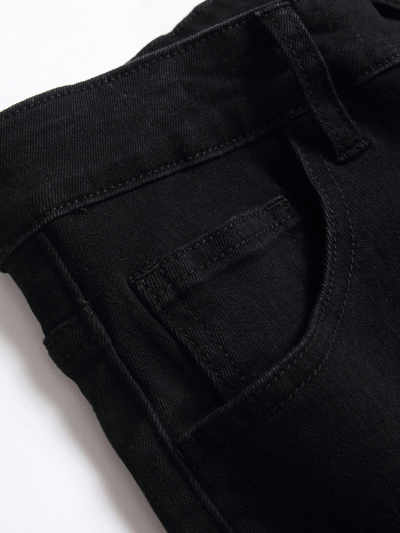 Men's Solid Ripped Slim Jeans, Distressed Jeans, Fashion Casual Comfy Denim Pants for Daily Outdoor Wear, Mens Bottoms for All Seasons