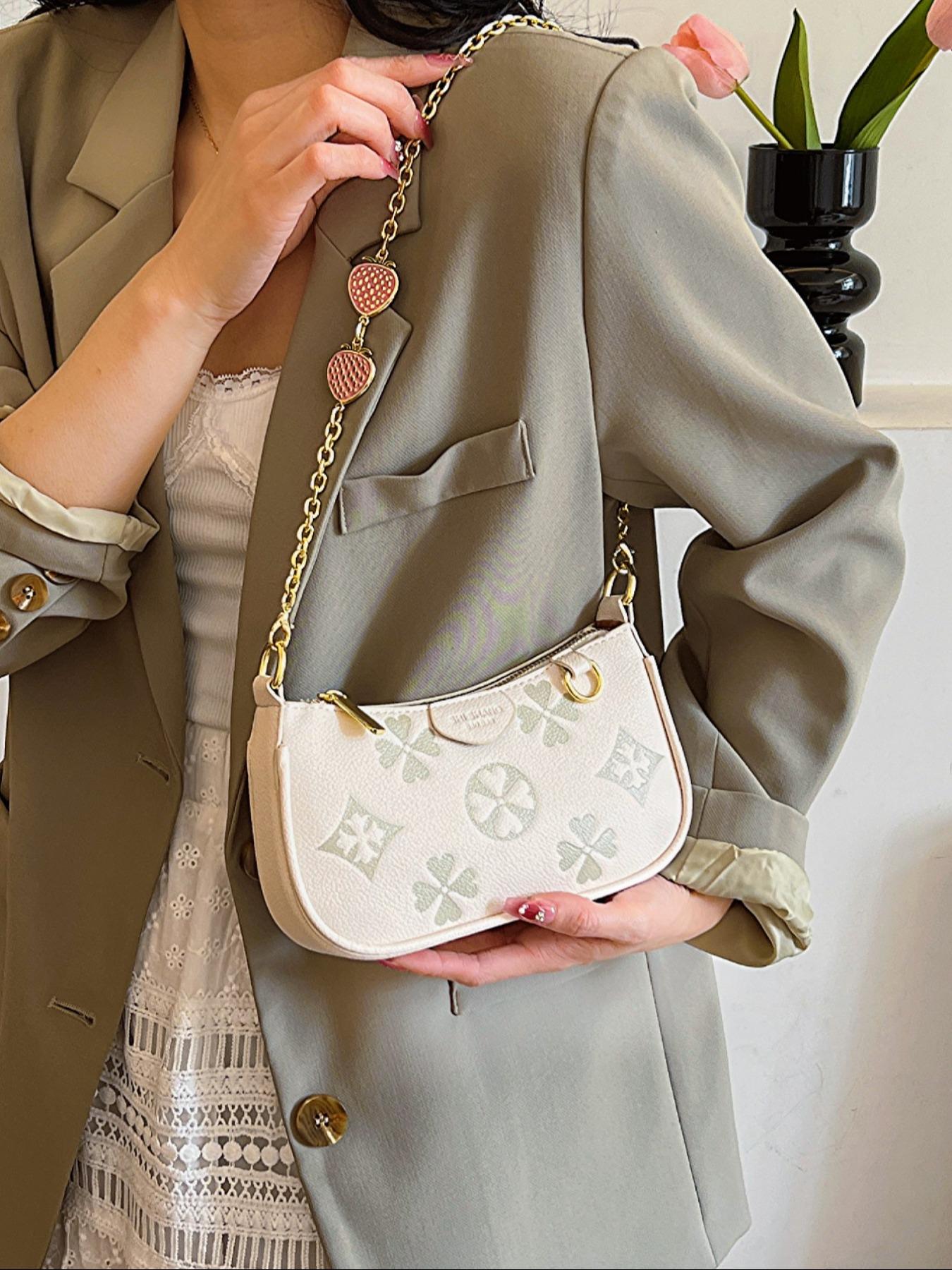 Women's Fashionable Patterned Bag, Elegant Embossed Bag, Stylish Crossbody Bags with Adjustable Strap, Casual PU Leather Zipper Shoulder Purse for Daily Use and Commuting, Trendy Versatile High-Quality Bag