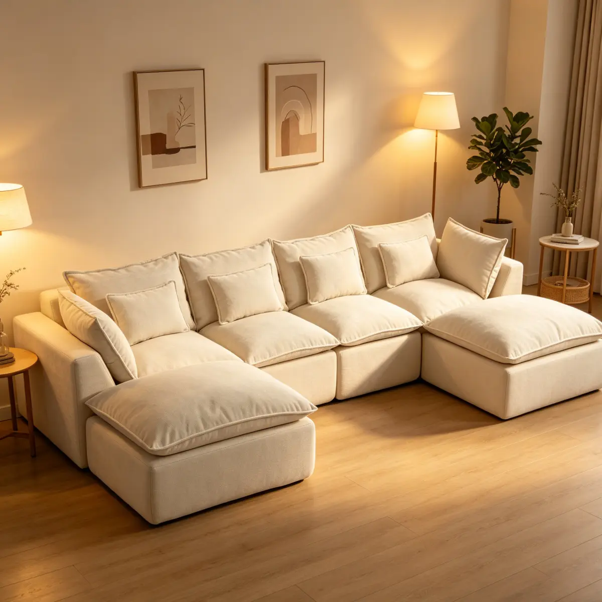 Antique White + Waffle Fabric + 4 Seat