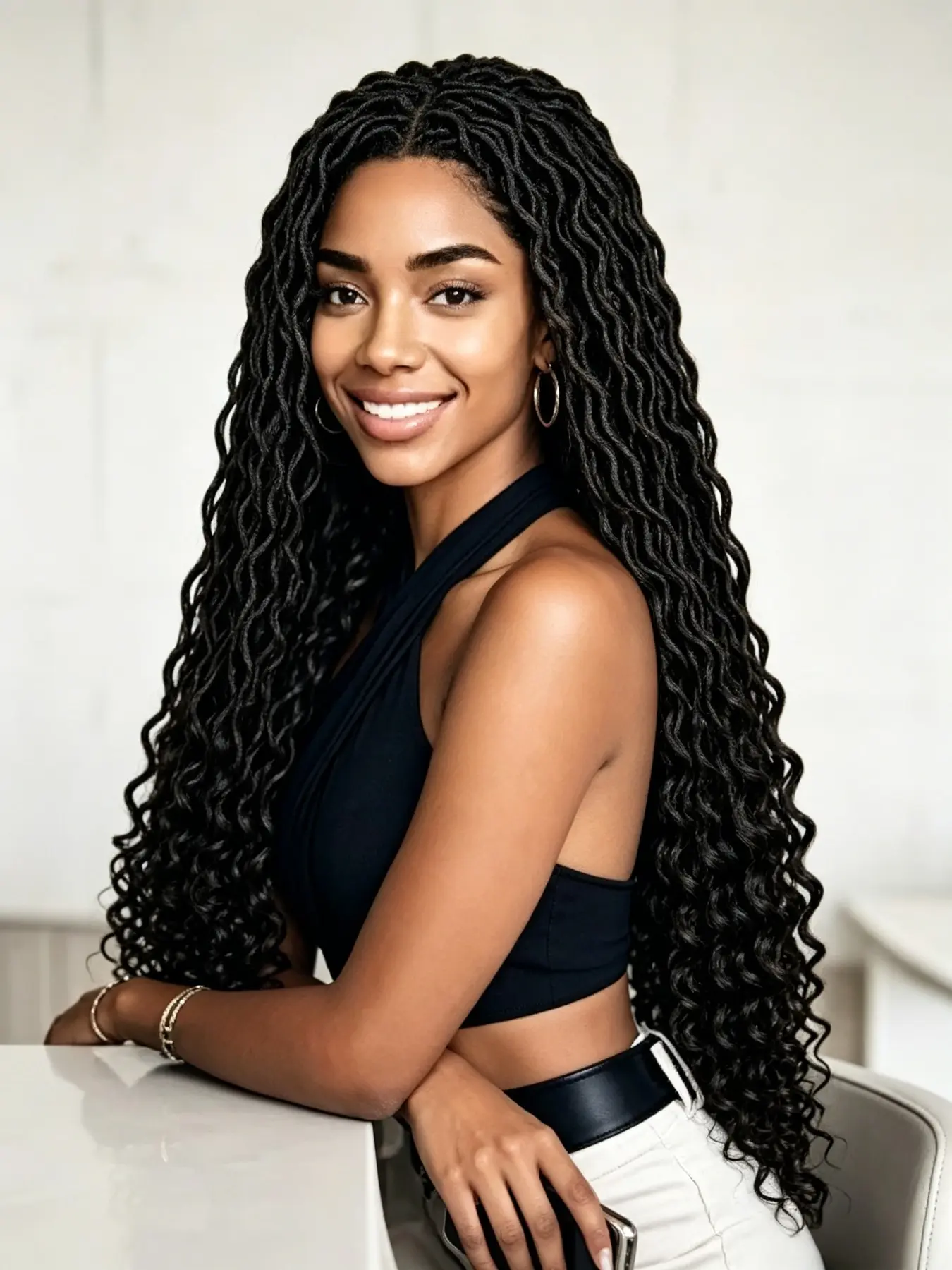 36 Inch Super Long Curly Ends Locs Wig, Natural Hairline, Lightweight & Comfortable, Perfect for Daily Wear, Stylish and Easy to Maintain