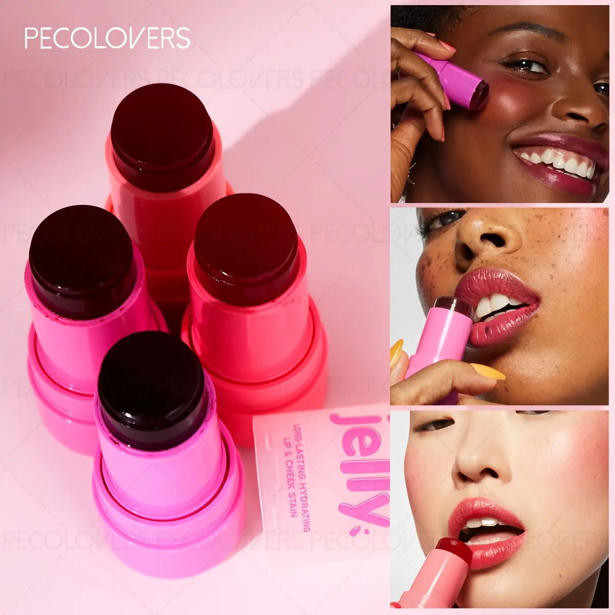 1pc 3-In-1 Long-Lasting Waterproof Blush Stick - Natural Face Jelly Blush Makeup, Medium Coverage, Berry & Nude Shades, Cream Blush for Cheeks Eyes & Cheeks - Beauty Makeup Application, Moisturizing Lips, Cheek Blush, Vibrant Color End