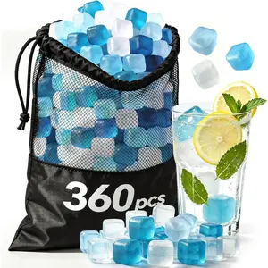 360 Pack Reusable Ice Cubes Refreezable Ice Cubes Without Diluting Reusable Ice Cubes for Drinks Large Pack Ice Cube Frozen BPA Free for Party Bars Ice Bath Camping