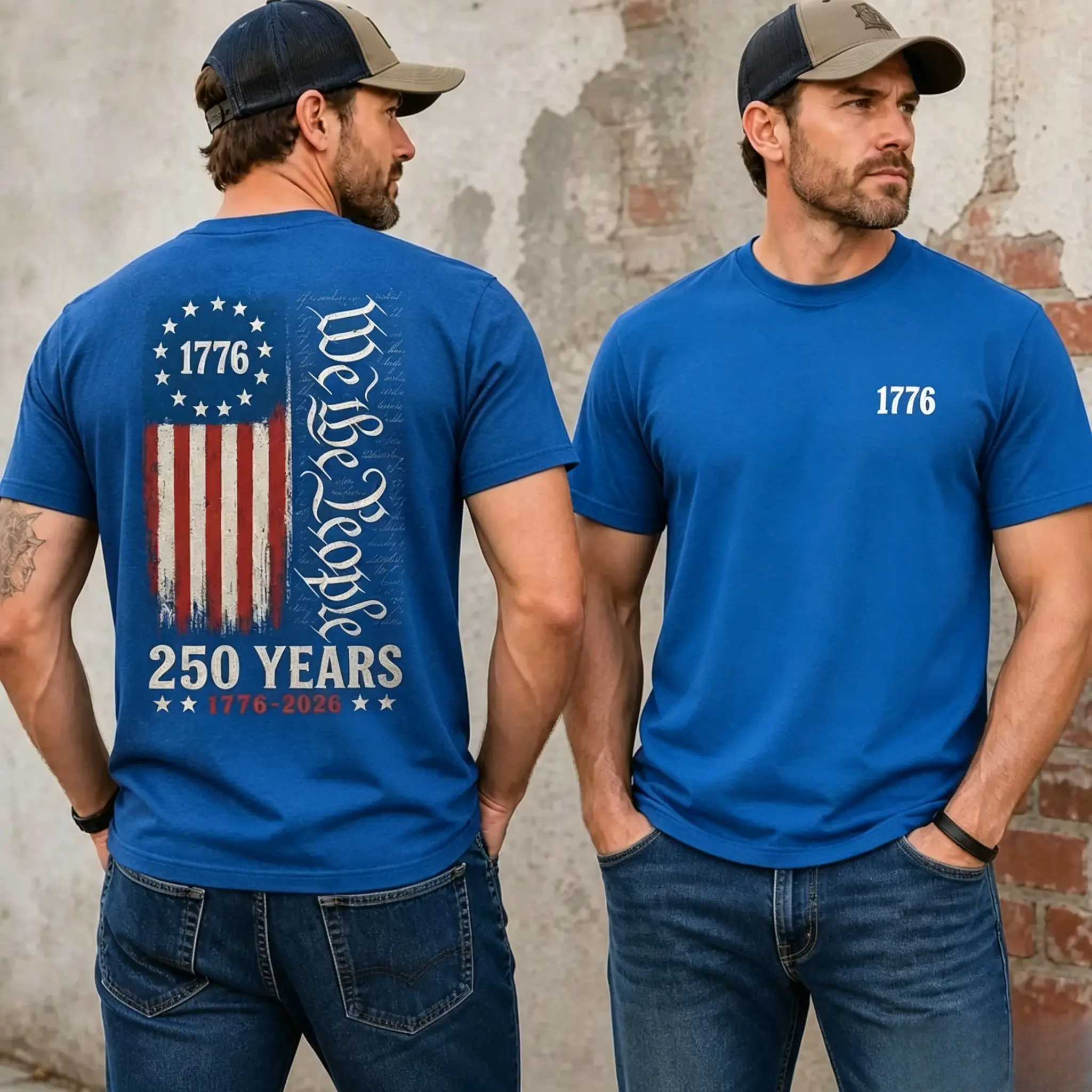 Patriotic We The People Graphic T-shirt, Unisex Vintage 250th Anniversary Soft Cotton Round Neck Short Sleeve Top for 4th of July, Shortsleeve, Tshirt, July 4Th Graphic Women's T-Shirts, Us Pride, Women's Clothes, Menswear