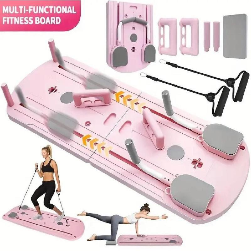 Yoga Board,8-in-1 multifunctional folding board, made of PP material, safe and reliable, resistant to deformation, equipped with resistance bands, a perfect gift, a summer essential，Home Fitness Equipment for Men And Women Workout Exercise Platform
