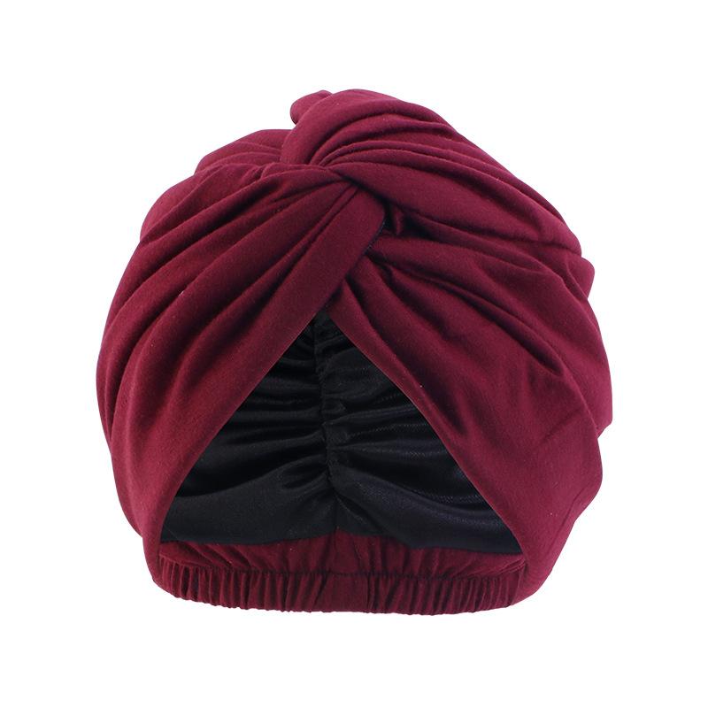 Double Layer Satin Indian Turban, Elastic Cross Twist Chemo Head Wrap