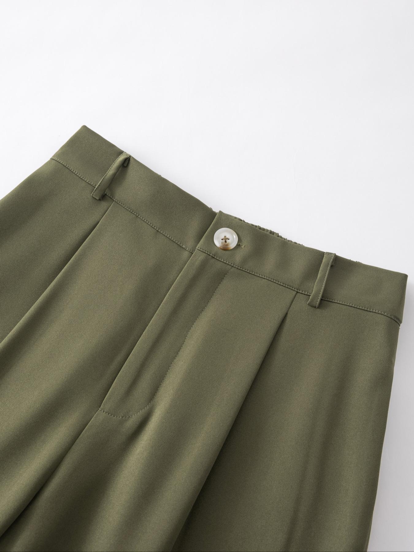 Women's Business Casual Plain Color Elastic Waist Button Fashion Trouser Pants, Fitted H-Type, All Seasons, Stylish and Comfortable