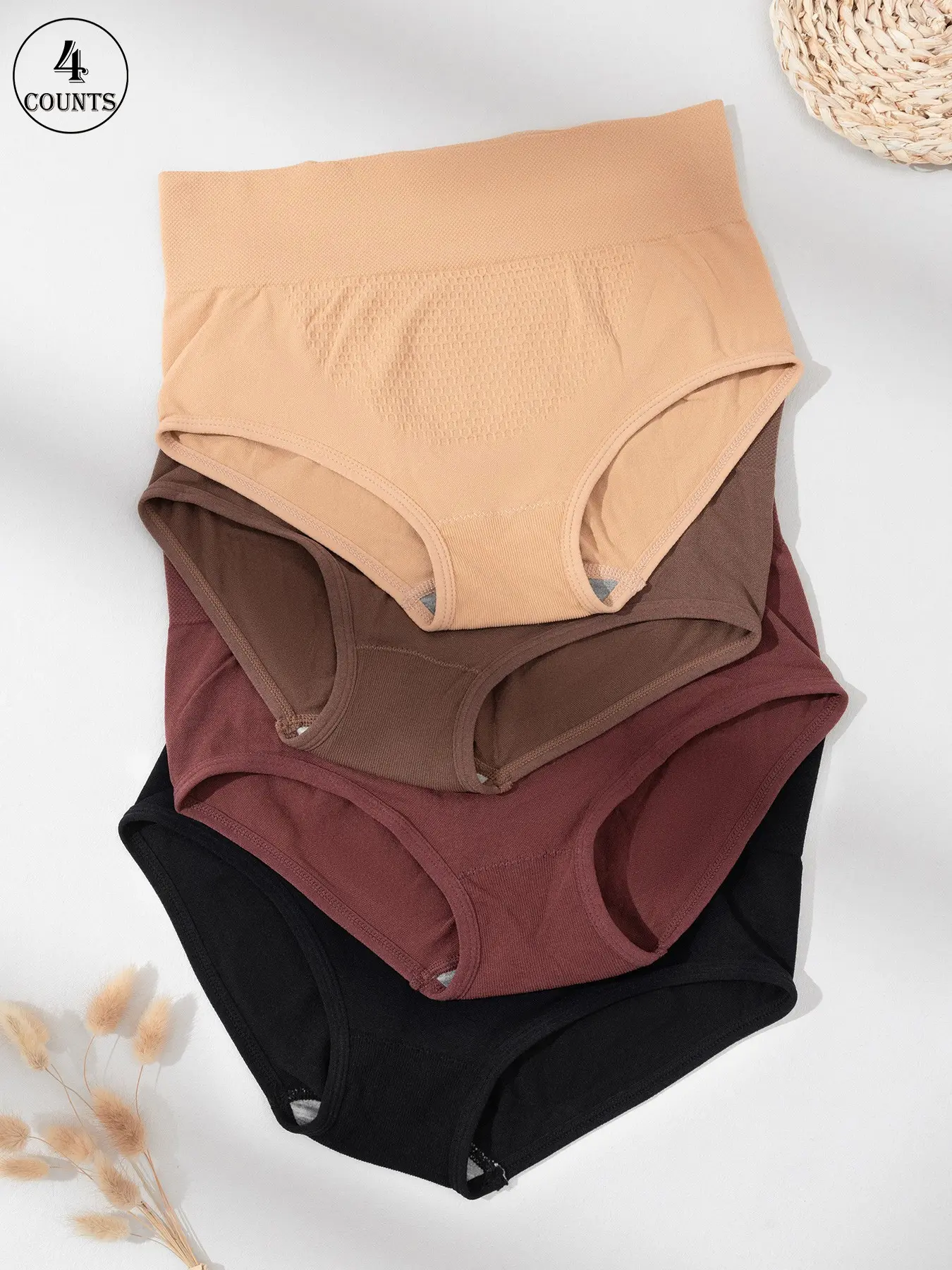 Women's Solid Textured High Waist Panty, Breathable Comfortable Knicker for Daily Wear, Soft Breathable Underwear, Underwear for All Seasons, Breathable Fit Panties, Soft Comfy Panties, High Waisted Underwear, High Rise Panties