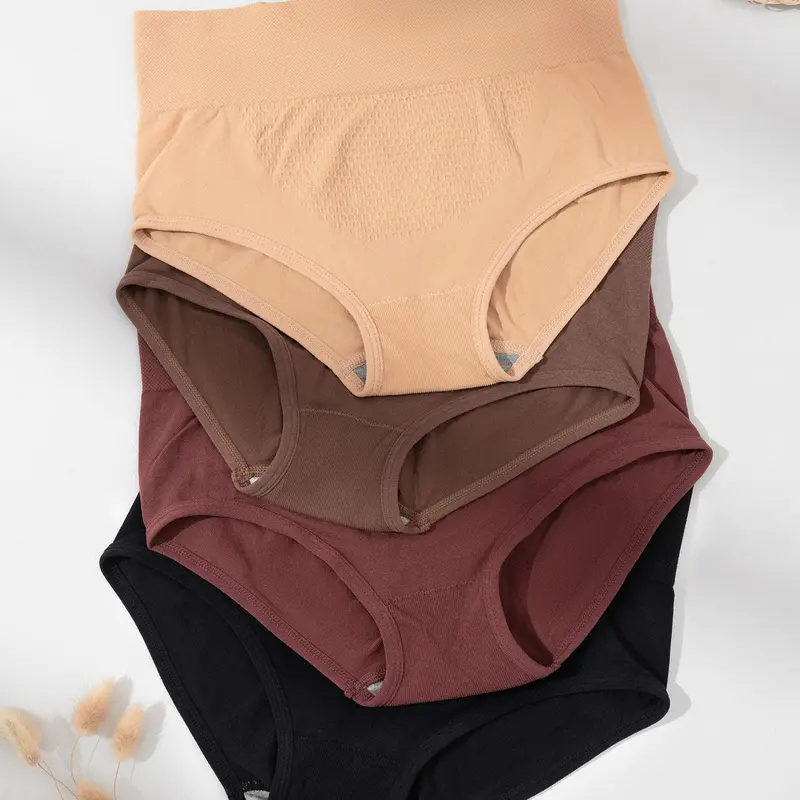 Women's Solid Textured High Waist Panty, Breathable Comfortable Knicker for Daily Wear, Soft Breathable Underwear, Underwear for All Seasons, Breathable Fit Panties, Soft Comfy Panties, High Waisted Underwear, High Rise Panties