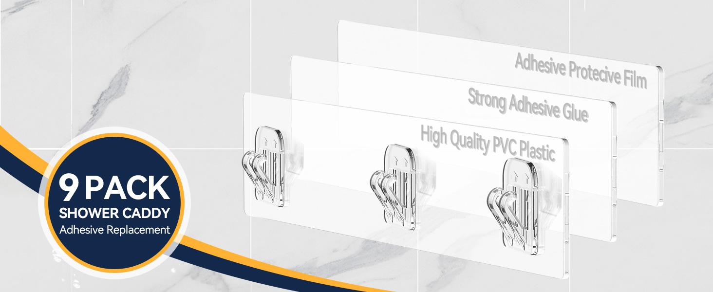 9-Pack Shower Caddy Adhesive Replacement - Transparent Shower Adhesive Strips, No Drilling Hooks for Bath Storage Shelves, Kitchen Racks, Basket & Soap Hol 2026 new