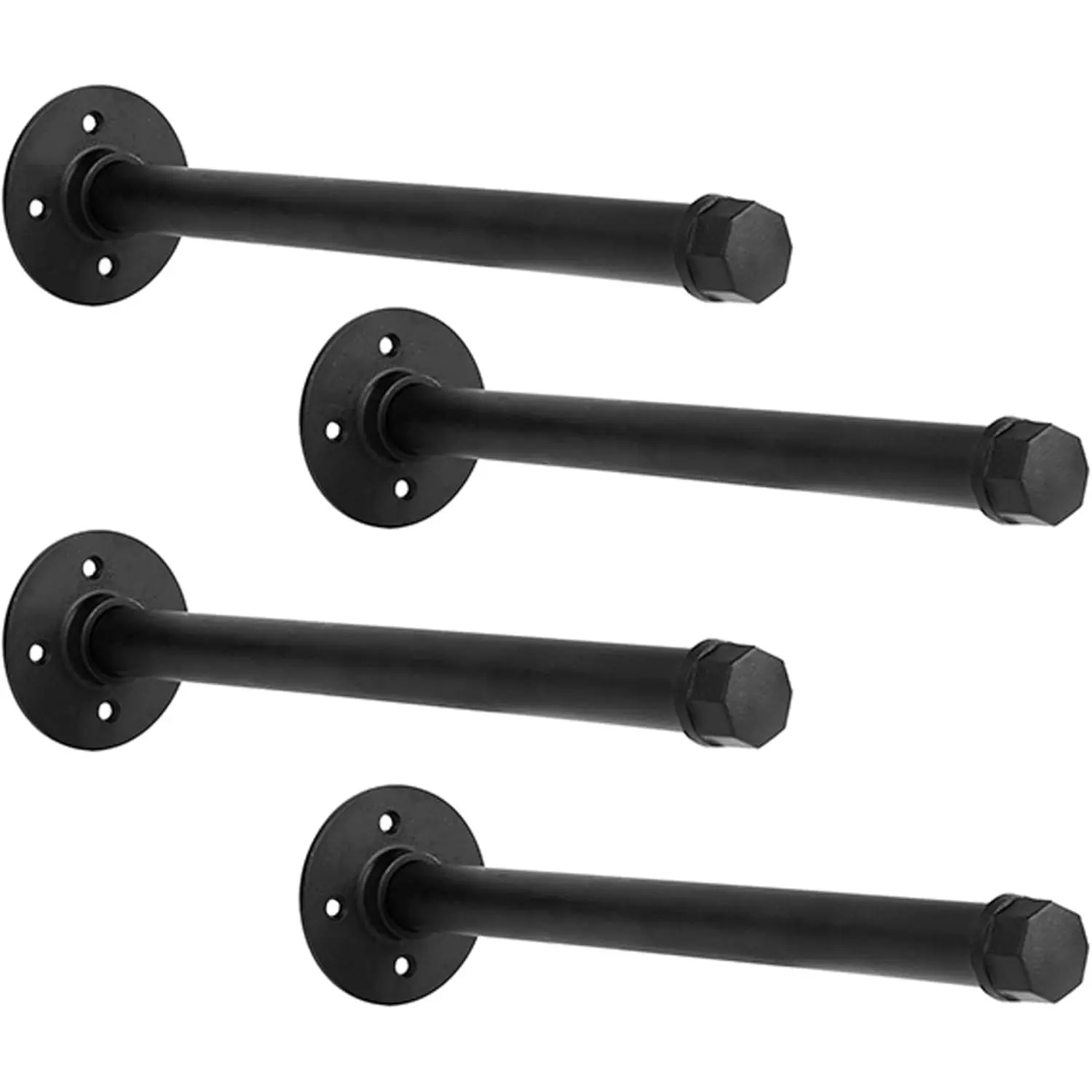 IAE Floating Pipe Shelves Bracket ,Wall Mounted Pipe Shelf for 6-12 in Depth Wood, Pipe Shelving Brackets,Heavy-Duty 3/4" Iron for Living Rooms, Kitchens, Bathrooms, and Home Offices,12 Inch 4 Pack