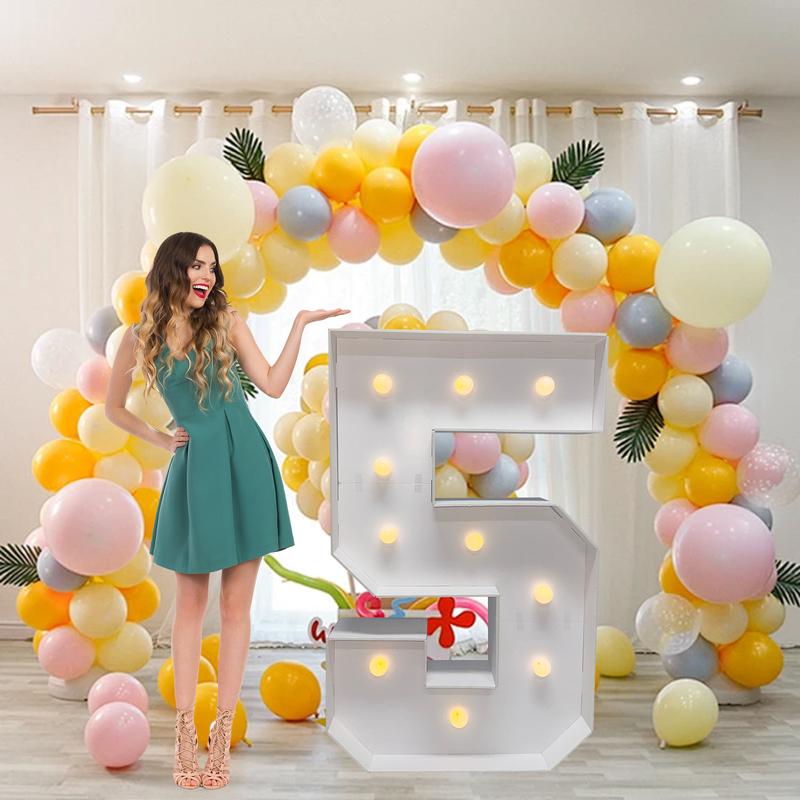 Marquee Numbers 4 Feet Tall Large Birthday Decorations 4FT Light Up Numbers Party Decor Big Backdrop Foam Cardboard Number 0-9  Cardboard Pre-Cut Foam Board Sign Diy Decorations Anniversary Decoration Party Supplies