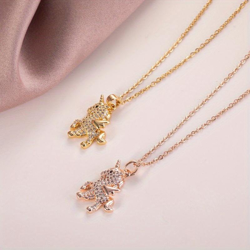 Creative Shiny Cute Unicorn Pendant Necklace, Fashionable Personalized Christmas Charm Jewelry, Lucky Necklace, Party Animal Accessories