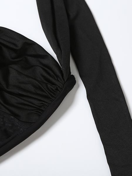 Elegant Women's Halter Neck Tie Back Sheer Mesh Dress, Sexy Long Flowy Gown, Fashionable Plain Color Evening Wear