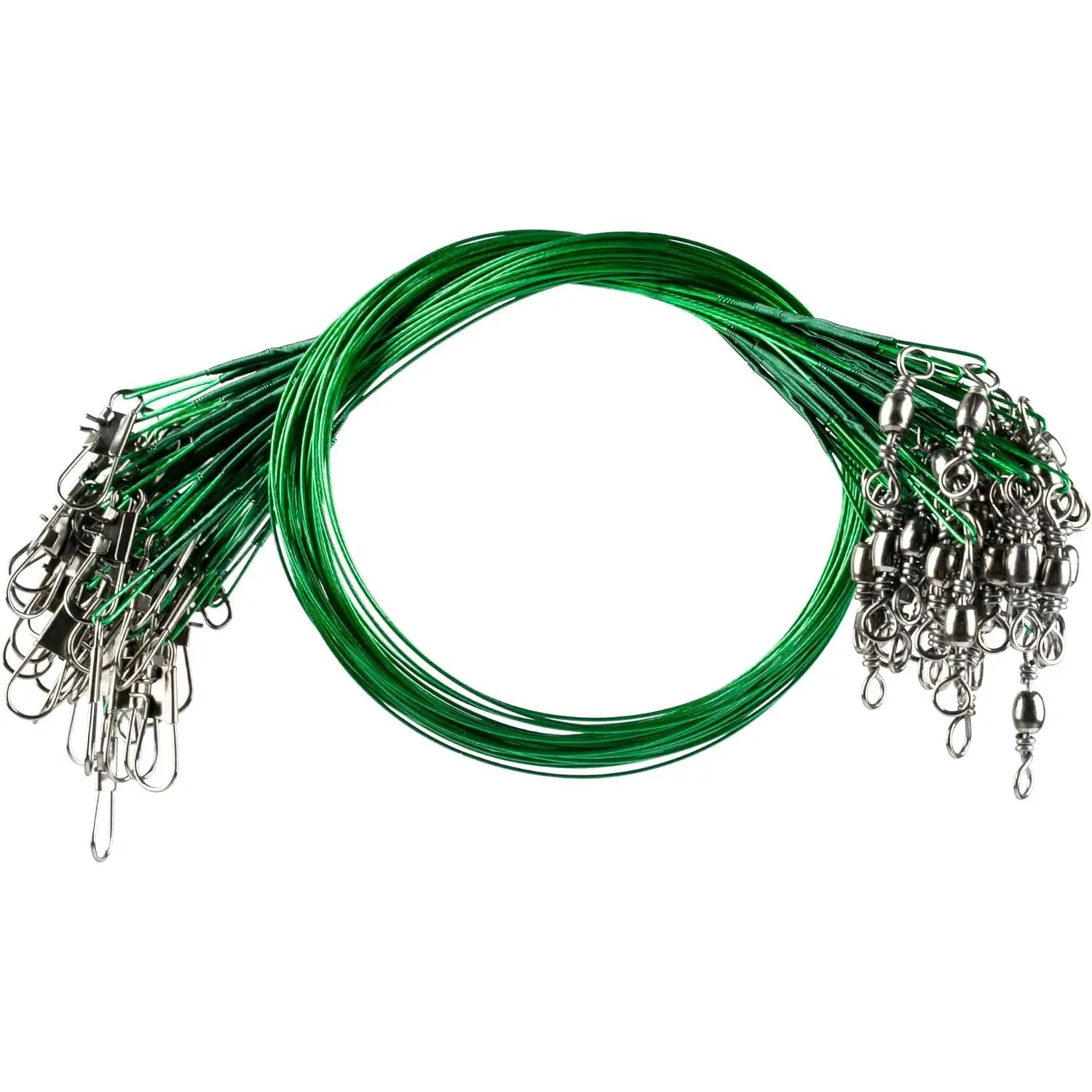 40 count Anti-Bite Wire Fishing Leaders with Swivel Snap | Multi-Strand Stainless Steel Fishing Leader Line for Lures,  Rigs & Hooks, Pike and Bass Fishing, 8in/10in/12in