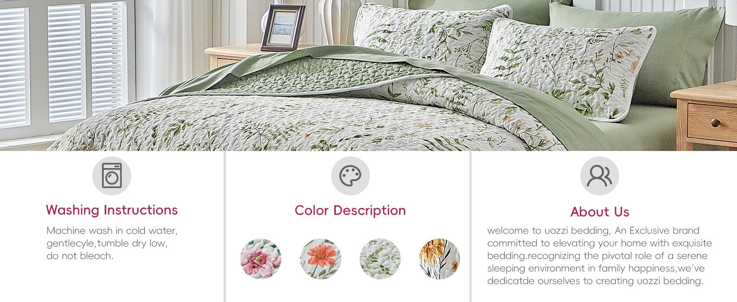 Floral Set 3 Piece Flower Sets Queen Size - Reversible Microfiber with 2 Shams Soft Breathable Botanical Bedding Bedspread Coverlet Summer Comforter All Season Purple Leaves