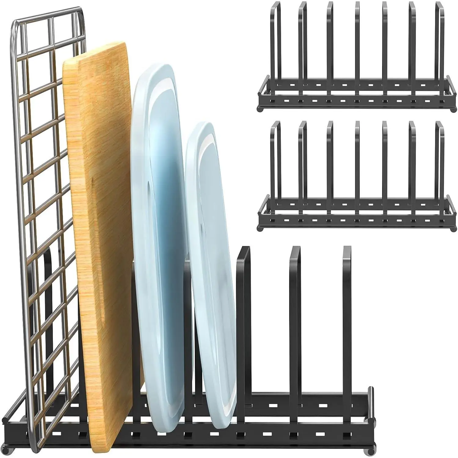 Metal Cutting Board Organizer - Adjustable Bakeware Rack 2-Pack