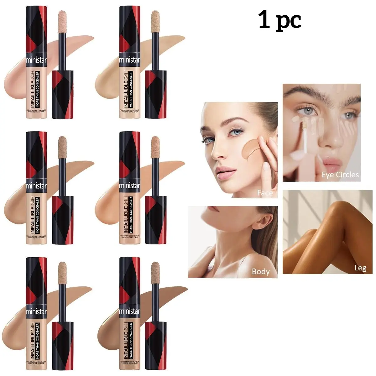 1PC concealer liquid foundation Waterproof Sweat proof Refreshing Non greasy Long lasting Makeup Effect 24 hours flawless natural makeup Flawless Complexion