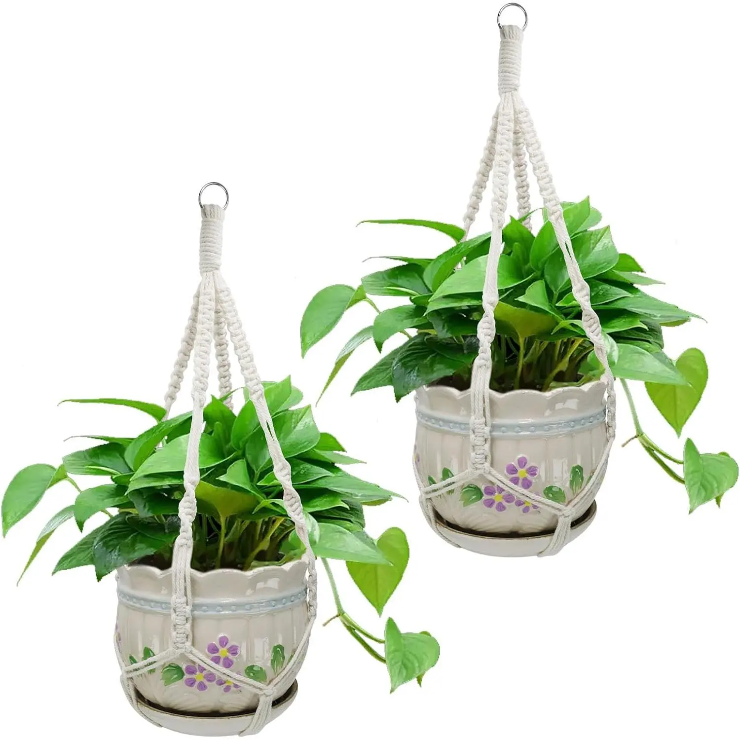 2 Pack Macrame  Hangers, 20‘’  Hangers Indoor,  Woven  Style   Holder, Short No Tassels for Indoor Outdoor and  Decor  Planter
