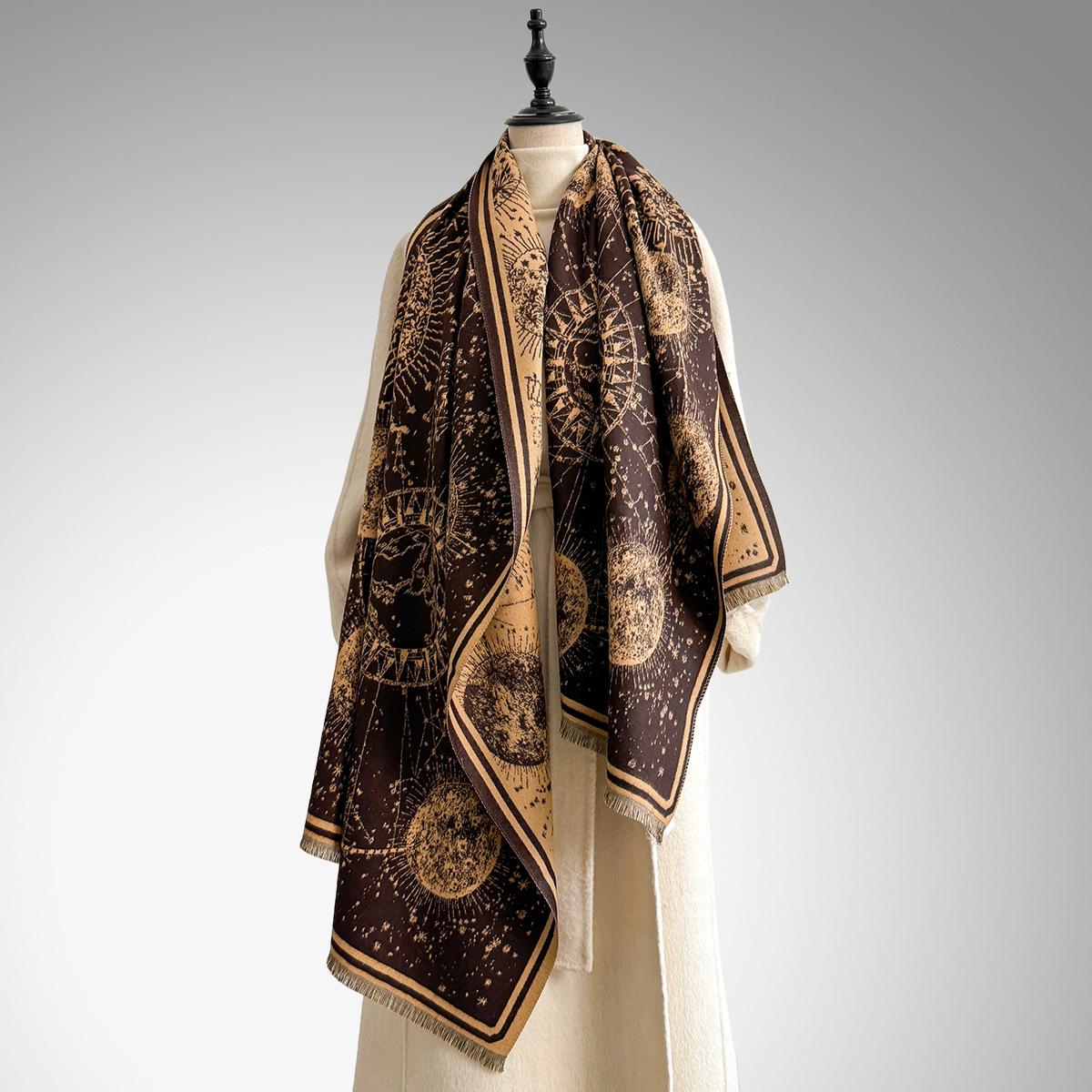 Boho Style Floral & Paisley Embroidery Tassel Decor Shawl, Paisley Print Scarf, Trendy Casual Soft Warm Double Sided Scarf for Fall & Winter, Fashion Accessories for Women & Men