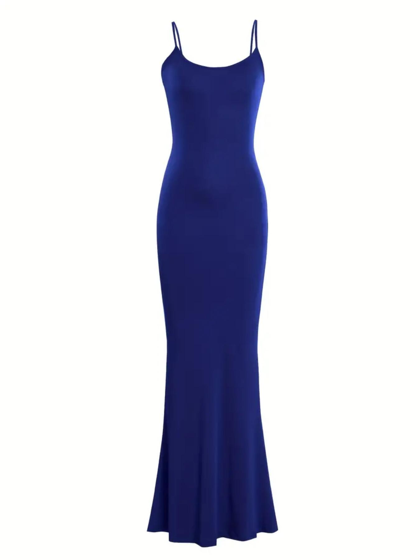 Women's Solid Color Spaghetti Strap Cami Mermaid Nightdress, Basic Minimalist Casual Comfy Sleeveless Bodycon Maxi Nightgown, Summer Outfits 2024, Ladies Sleepwear for All Seasons