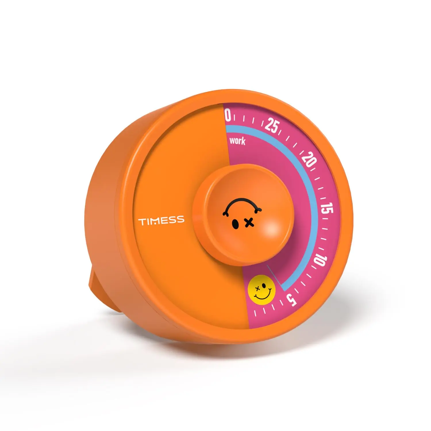 TIMESS 60-Minute Visual Timer, Twist to Set, Loud Battery-Powered Alarm, Bright Rotary Countdown Dial for Focus, Study, Classroom, Office & Home (Orange Smile)
