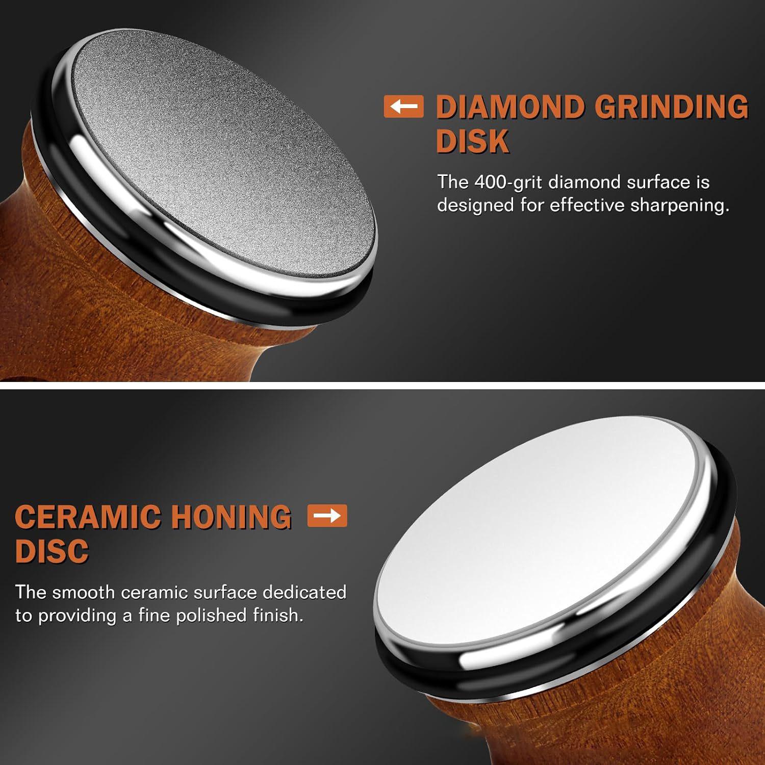 Wooden Handle Knife Sharpener with Magnetic Angle, 1 Set Rolling Knife Sharpener Tool, Easy Knife Sharpening System for Kitchen Knives Kitchenware