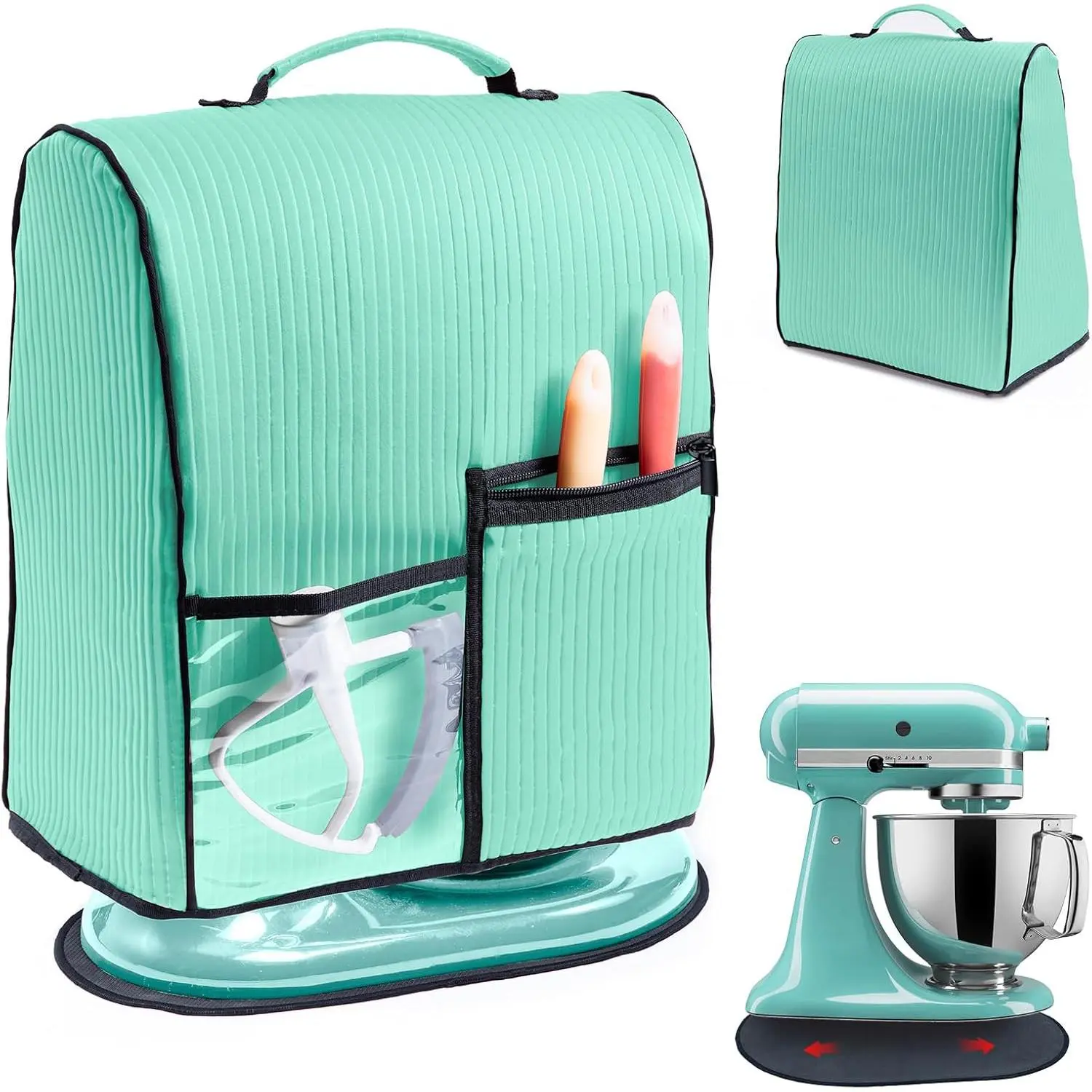 Stand Mixer Cover with Applicance Slider for  4.5/5 Quart Bowl Lift Mixers - Kitchen Appliance Dust Cover with Pockets for Kitchen Aid Accessories and Attachments