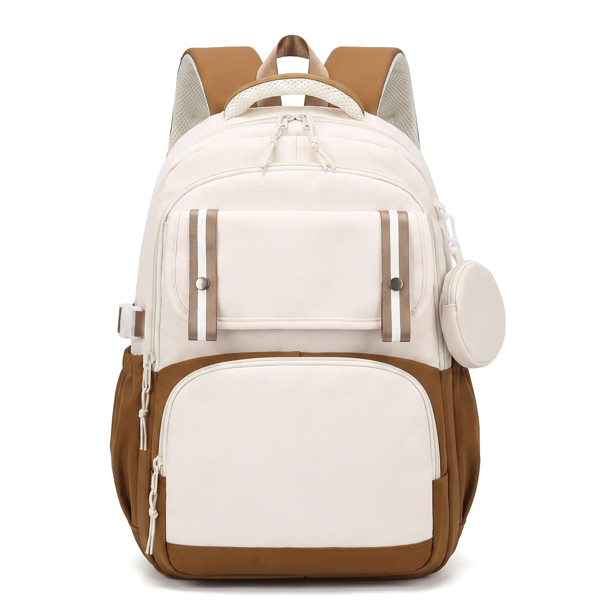 School Backpack for Teens, Casual Solid Color Oxford Fabric Zip Travel Daypack with 11-Inch Laptop Compartment