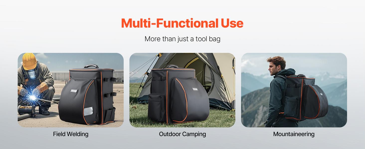 VEVOR Welding Backpack, 35.6L Welder Backpack for Tools and Helmet, 600D Polyester Extreme Gear Pack with Helmet Catch Bag, Multi-Purpose Gear Storage Bag for Welding, Outdoor Camping, Mountaineering