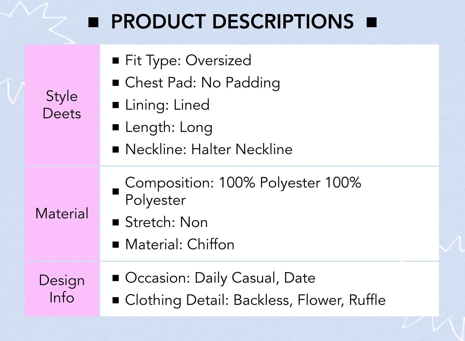 Cider Chiffon Halter Neck Rose Detail Ruffle Hem Oversized Blouse