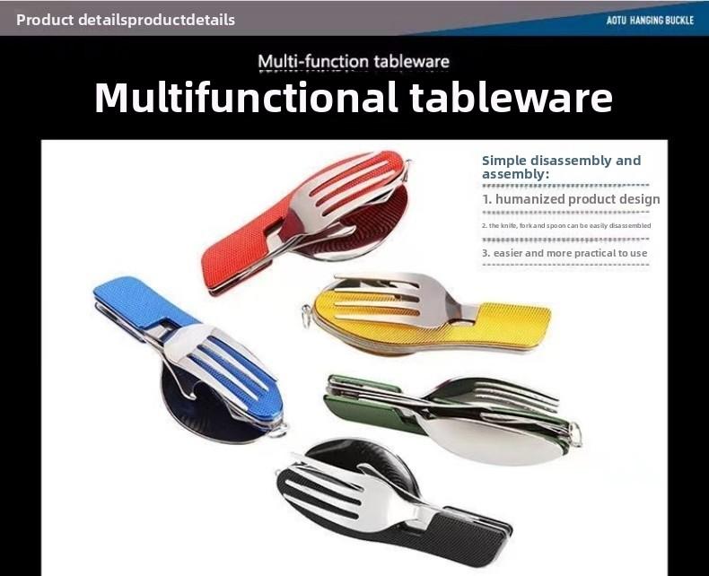 Portable Stainless Steel Cutlery Set for Travel Camping Knife Fork Spoon 3 in 1 Folding Utensils Outdoor Multi - Function Cutlery